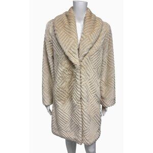Alpine Studio women's faux fur coat beige collared lined coat size S